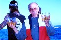 Rodney Fox celebrating with Jack Daniels and Bacardi