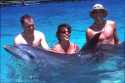 Johnny, Cinda, and Logan enjoying the dolphins at Anthony's Key Resort Dolphin Encounter.